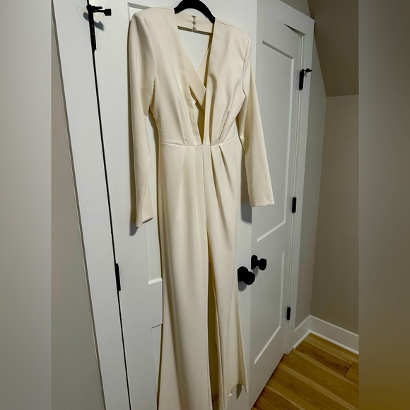 Michael Costello Pants - Michael Costello Ivory Wide Leg Jumpsuit